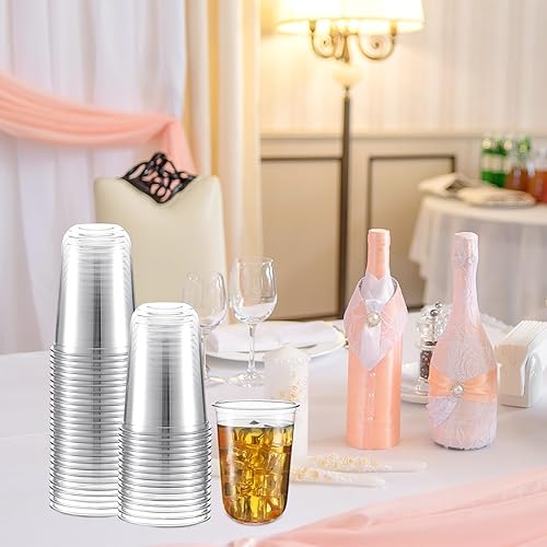 Miniatura 5 de Ziliny 100 copas de vino de plástico sin tallo, desechables, de plástico transparente, para fiestas, bodas, cumpleaños, cócteles (16 onzas)
