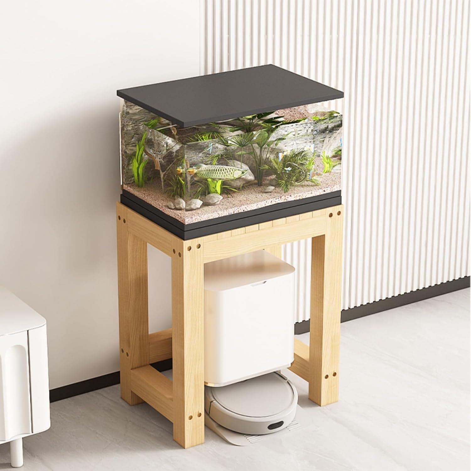 Fish Tank Stand with Solid Wood, Fish Stand for Easy to Assemble, Reptile Tank Stand for Home and Office Use(60x40x50cm/23.6x15.7x19.6in)