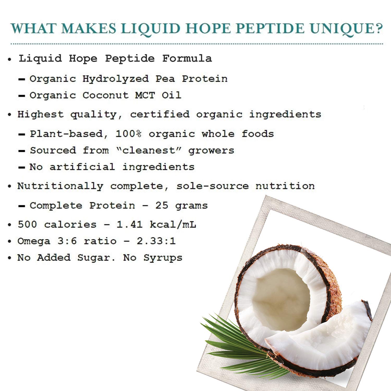 Functional Formularies Liquid Hope Peptide Organic Tube Feeding Formula
