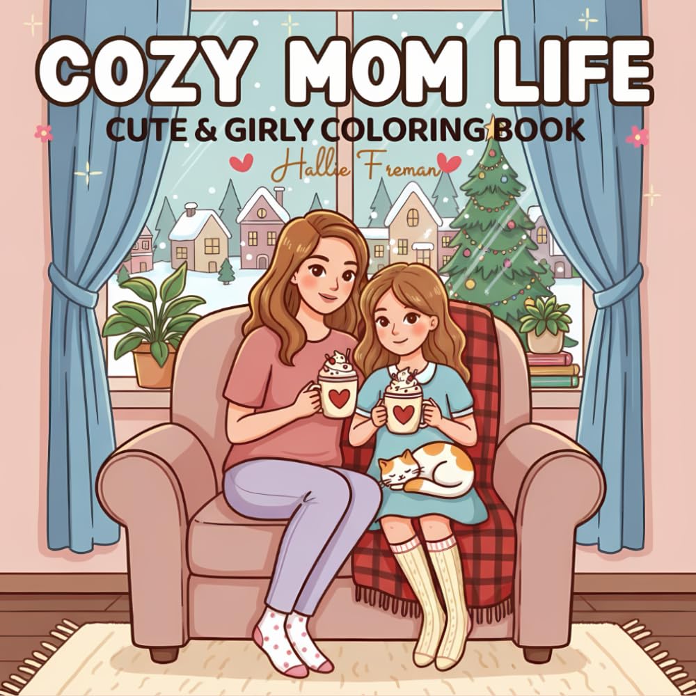 Cozy Mom Life Coloring Book: Cute and girly cozy moments for moms, daughters, and anyone who loves warm family time