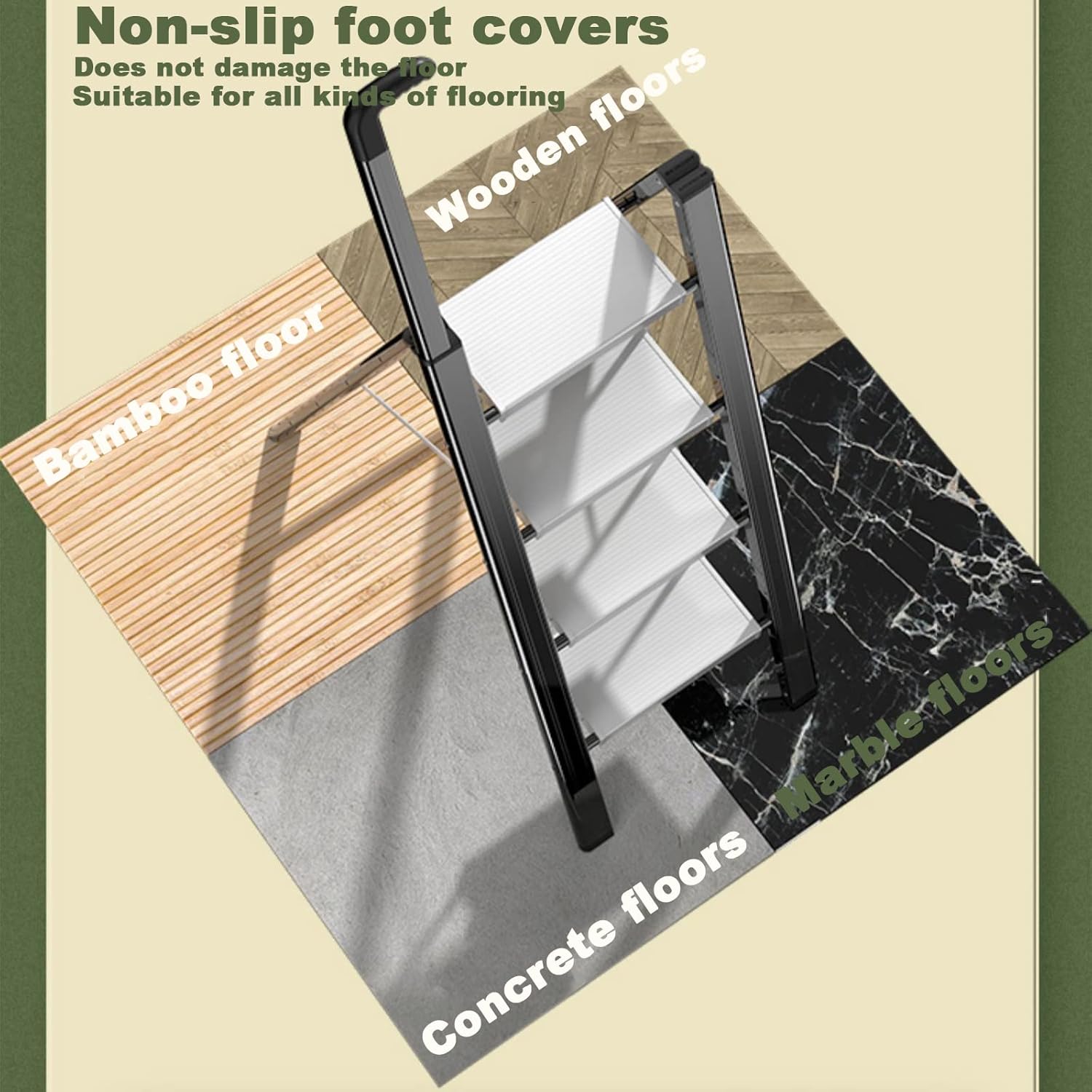 Telescopic Handrail Folding Step Ladder Thickened Aluminum Alloy Non-Slip Reinforced Safety Tread Thick Material Extrusion Process Step Stool Non-Slip Open That is Car Paint Process