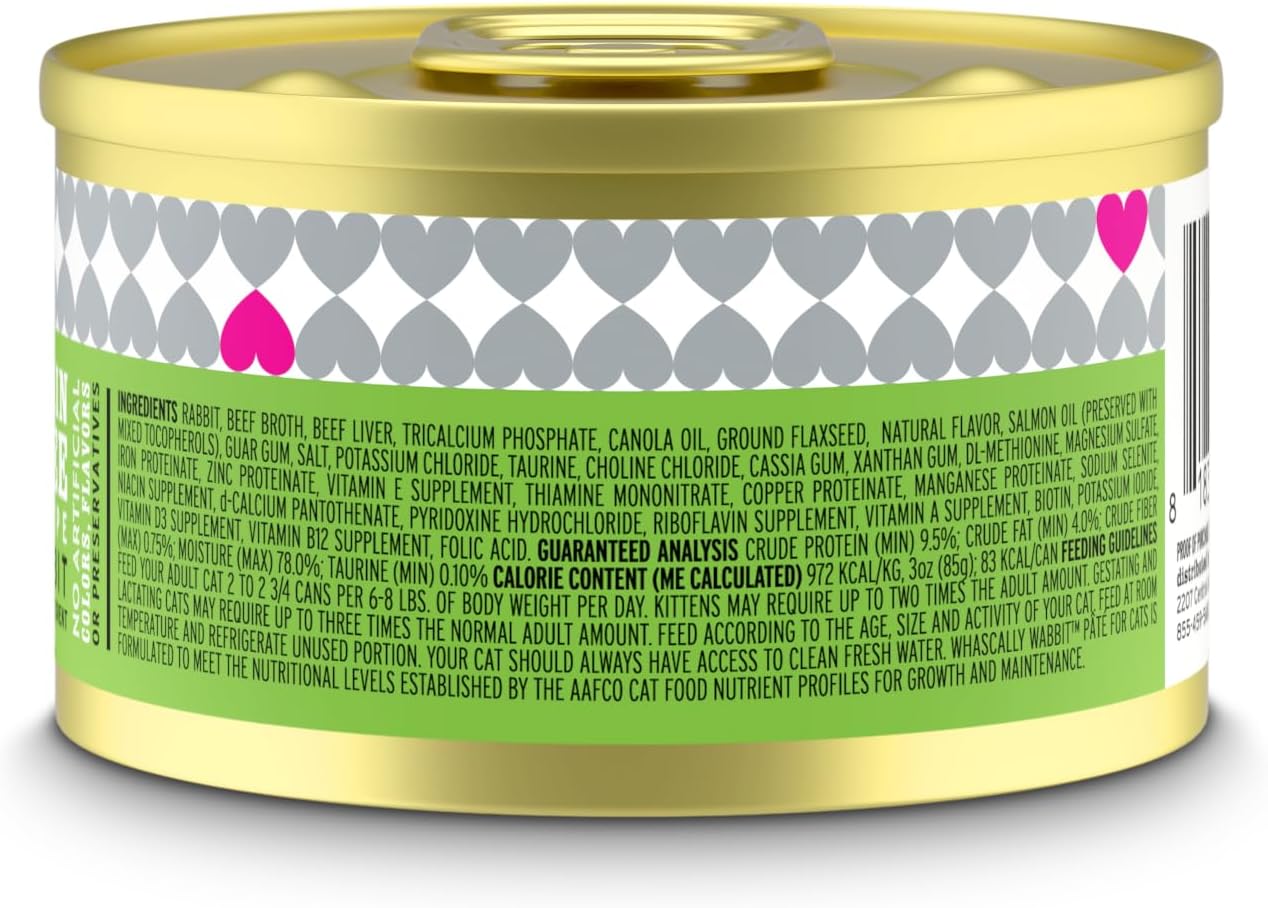 I and Love and You Wet Cat Food - Whascally Wabbit Pâté - Rabbit Recipe Grain Free Filler Free 3oz 4-Pack