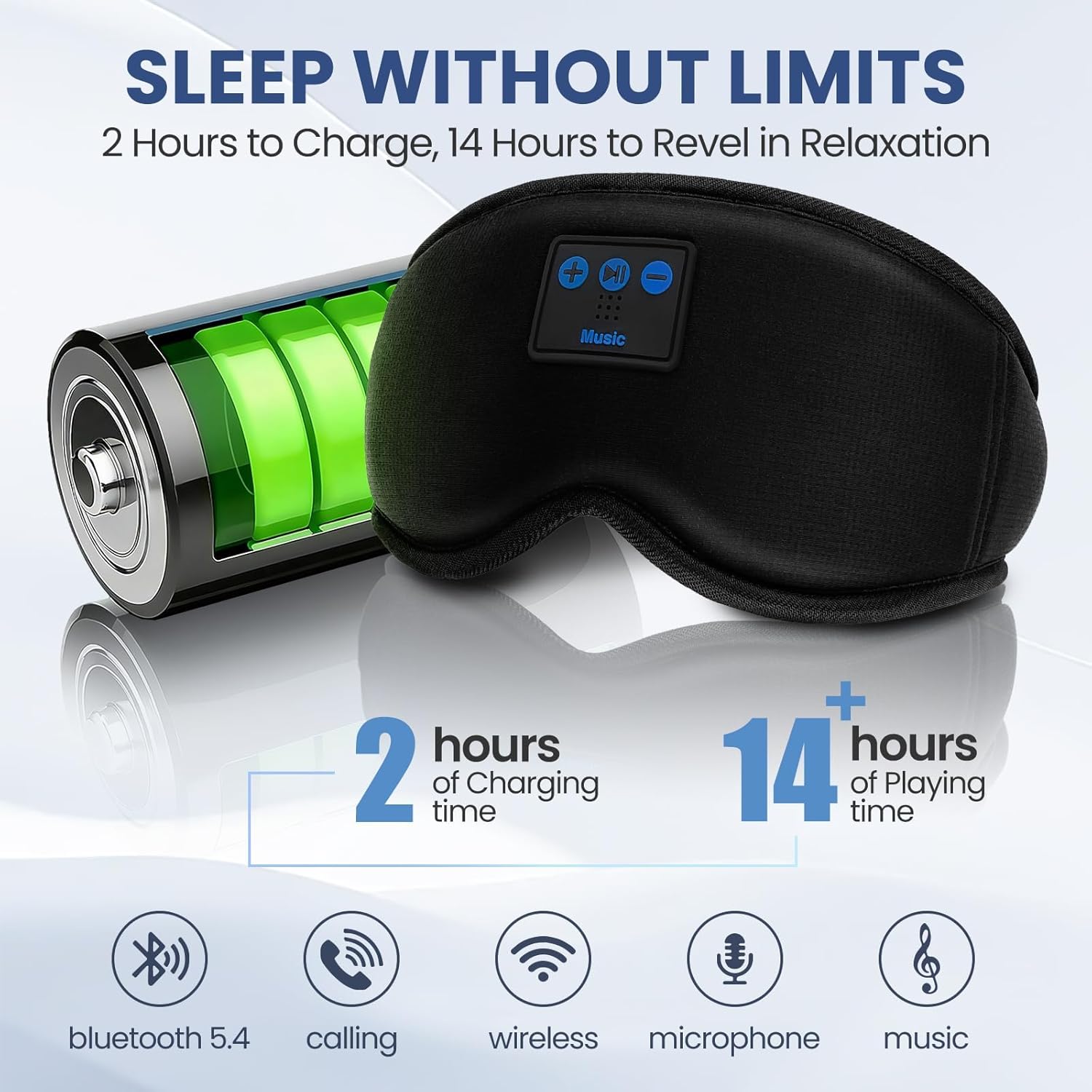 Sleep Headphones, HILDCROA Sleep Mask with Bluetooth Headphones, Sleeping Headphones for Side Sleeper, Bluetooth Eye Mask for Sleeping, Meditation & Travel