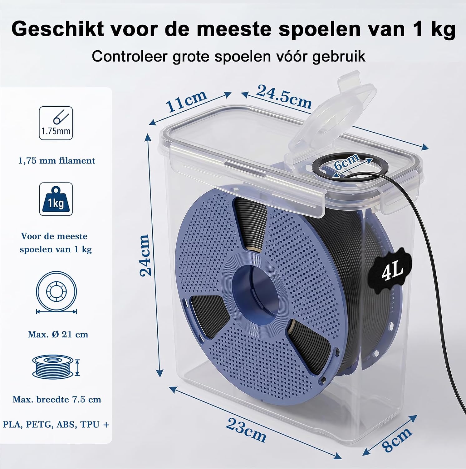 Opbergboxen voor 3D-filament, set van 6, luchtdichte Dry Box 4,0 L met herbruikbare silica - Analyse des détails et conception