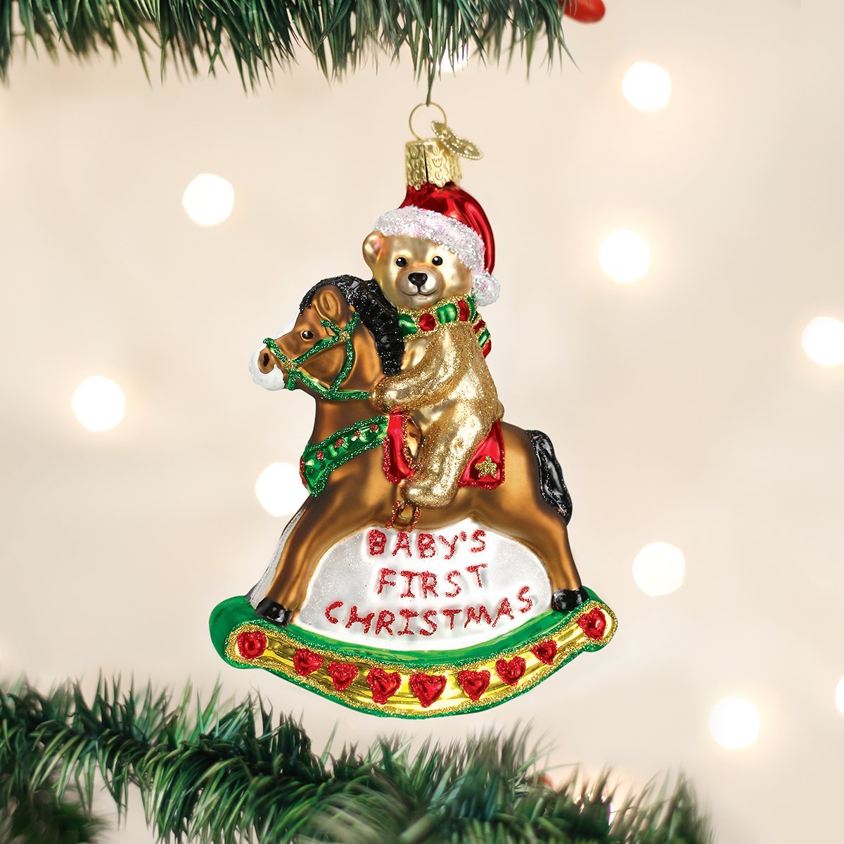 Amazon.com: Old World Christmas Rocking Horse Teddy Glass Blown
