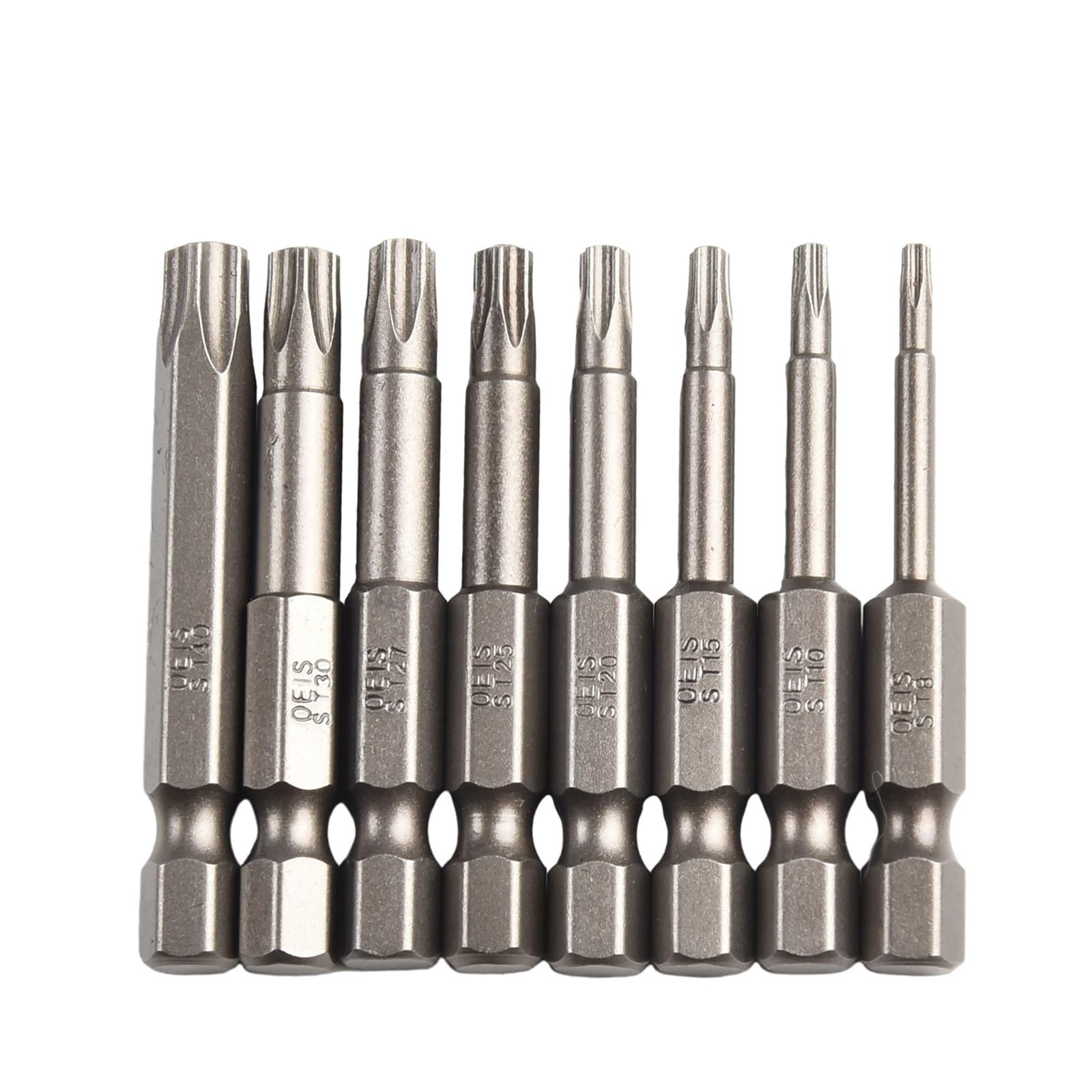 Ruxyoie 8Pcs-50Mm 8Pcs Magnetic Five-Point Bit Set Alloy Steel 50Mm 1/4" Hex Shank