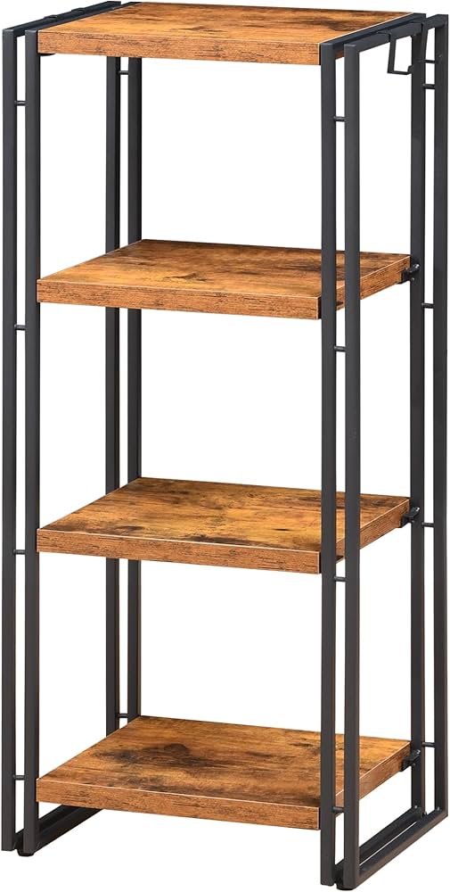 木製と金属製の4段オープンシェルフ HAGiHARA オープンラック 4段 木製 ディスプレイラック ウッド