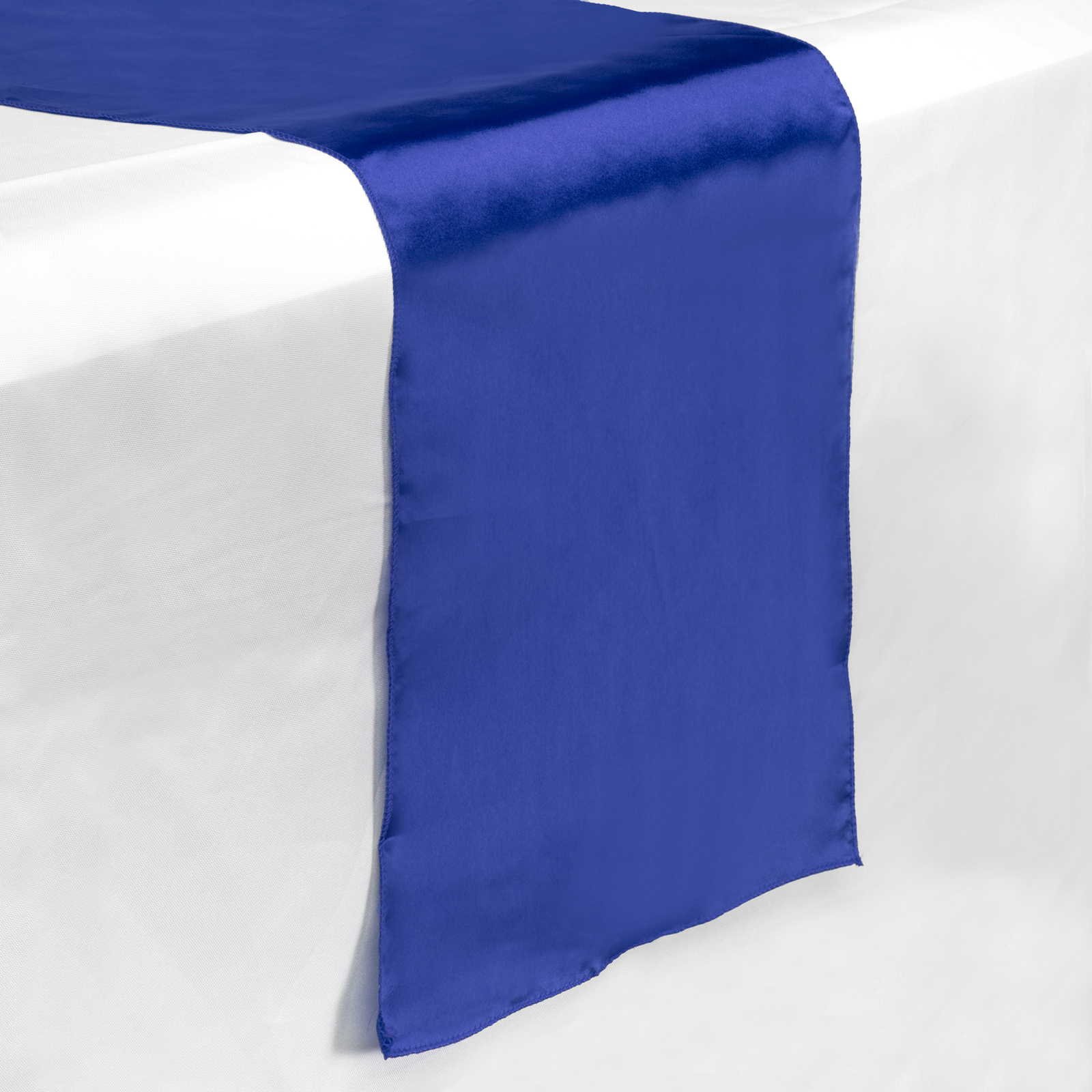Lann's Linens - 5 Satin 12" x 108" Dining Room Table Runners, Reception or Party - Royal Blue