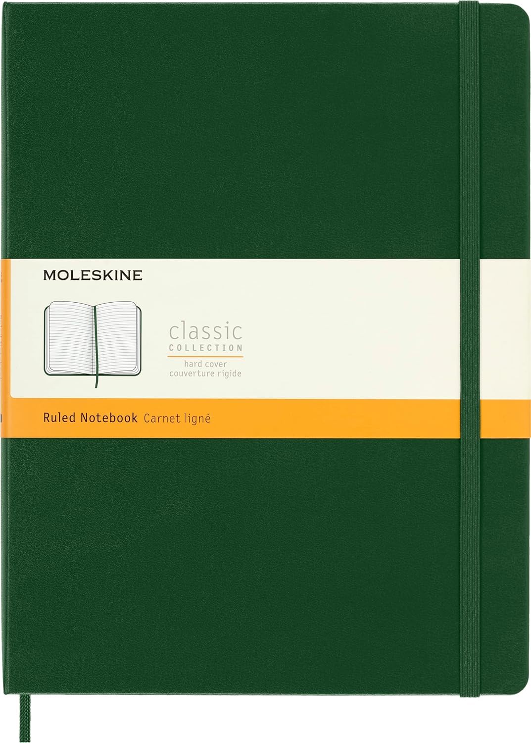 Moleskine Classic Notebook, Hard Cover, XL (7.5" x 9.5") Ruled/Lined, Myrtle Green, 192 PagesThe Forest Stewardship Council