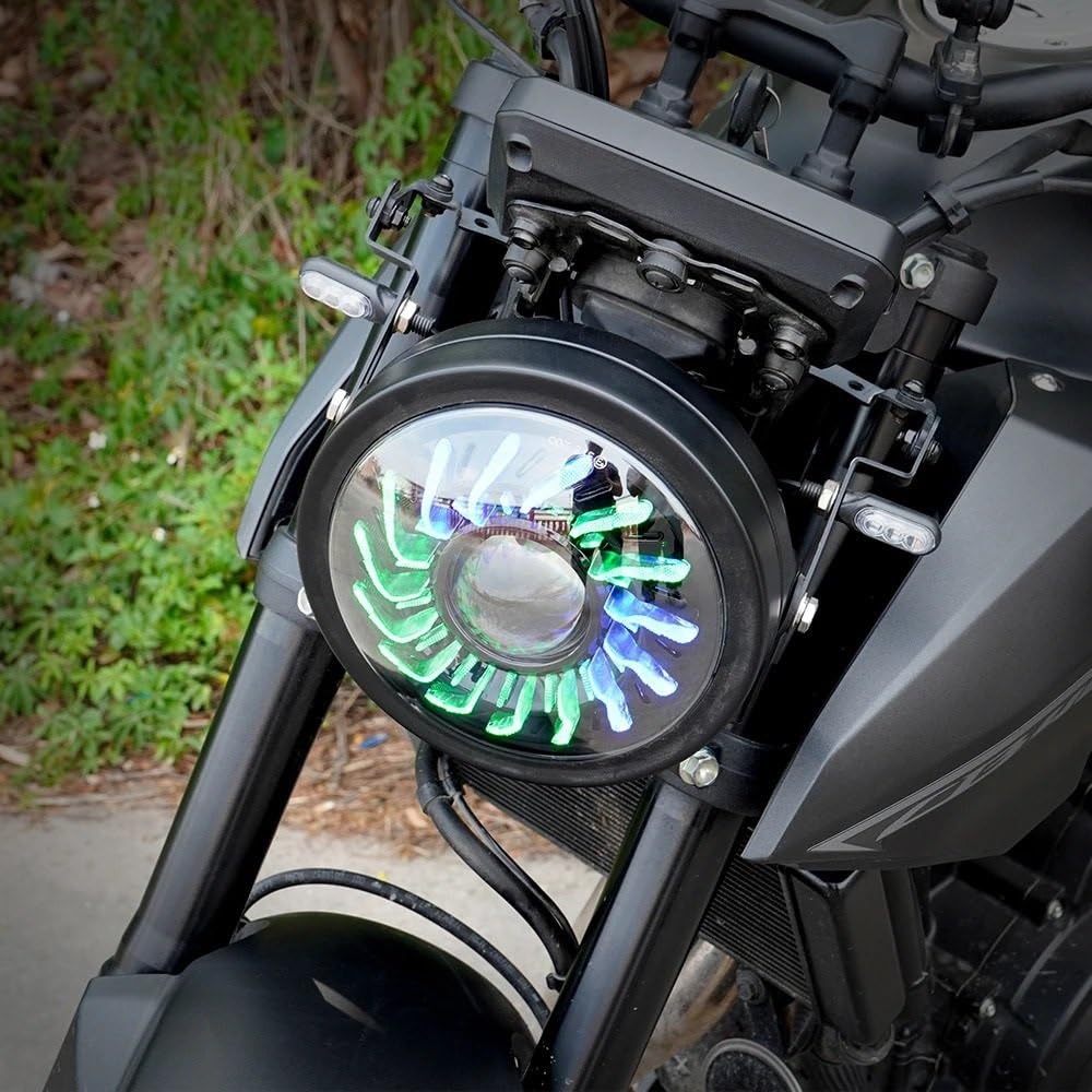 Faro LED de 7" con DRL multicolor Luz Delantera de Motocicleta