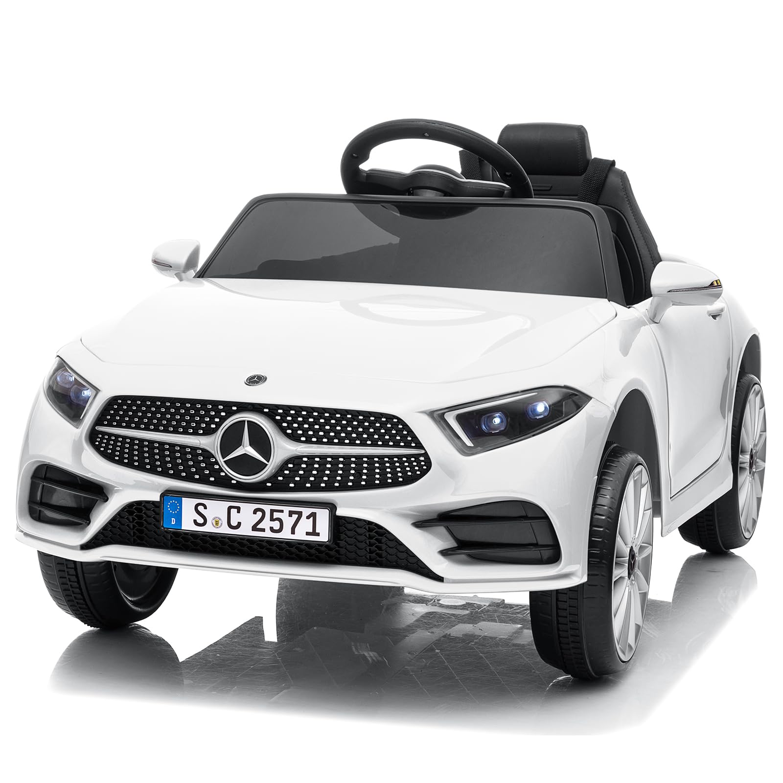 LALAHO Voitures électriques pour Enfants Mercedes Benz avec Télécommande 2.4G, Véhicule électrique Enfant 2 Portes avec MP3 (CLS Blanc)
