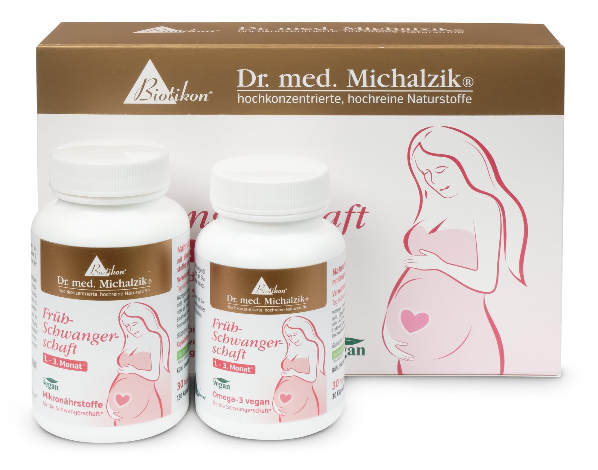 Frühschwangerschaft Dr. Michalzik, 800 µg Folsäure, 150 Kapseln | Mit Folsäure, DHA, Eisen und Calcium • vegane Kapseln • eigene deutsche Produktion • ohne Zusätze
