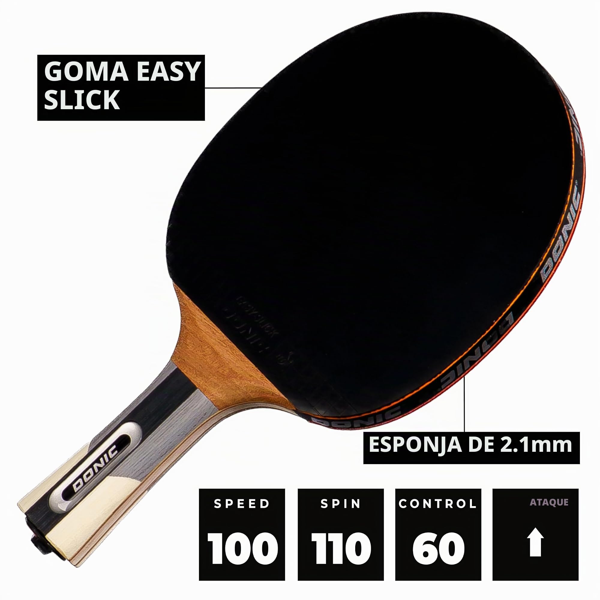 Donic-Schildkröt Waldner 900 - Bate de Tenis de Mesa con Mango ABP de 2,1 mm, Esponja Alpha Slick ITTF Coating 754893