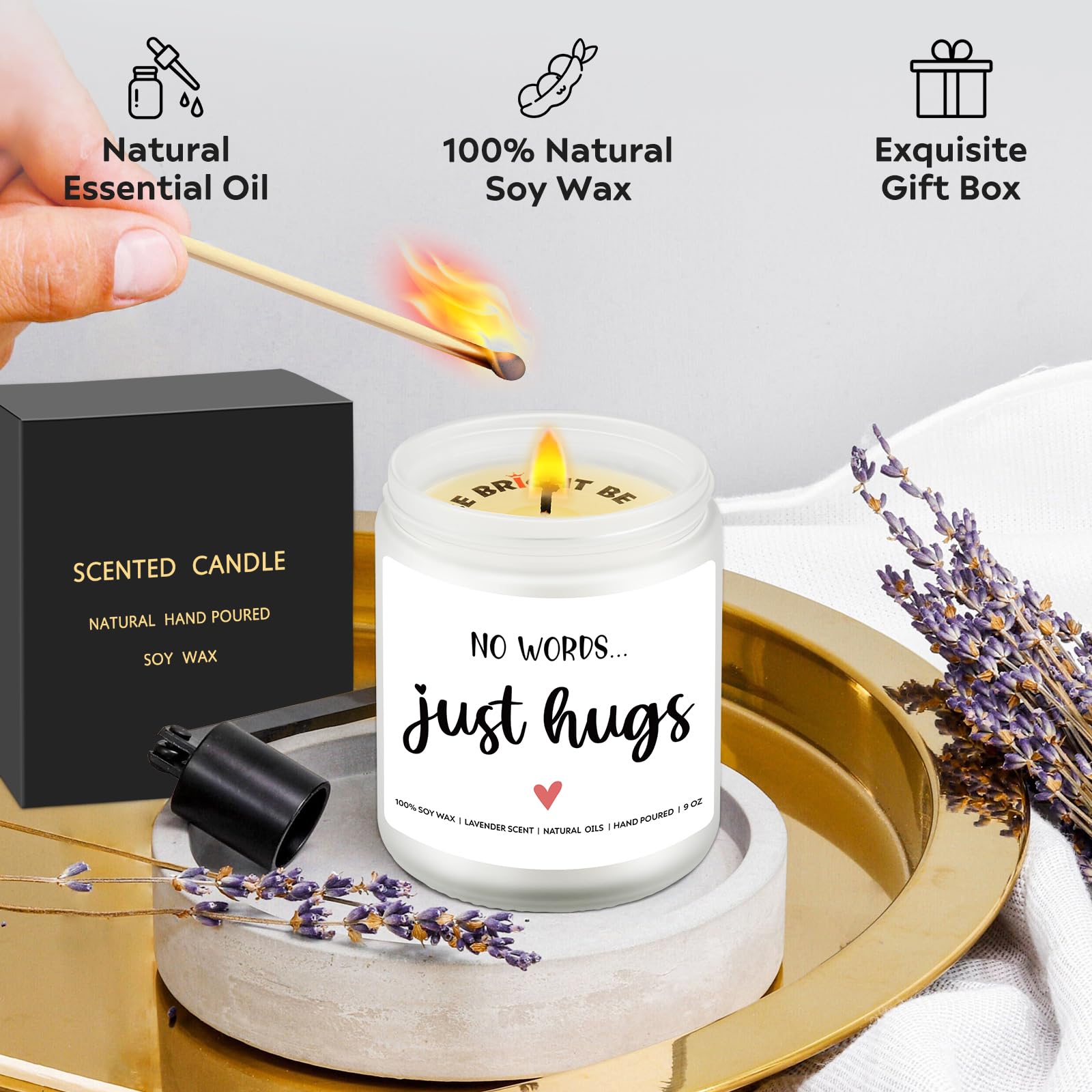 No Words Just Hugs Candle, Thinking of You Gifts, Gift for Friend, Get Well Soon, Sympathy Gifts for Her, Sending You Hugs, Sorry for Your Loss, Remembrance, Memory Gift for Mom Dad Condolence Easter