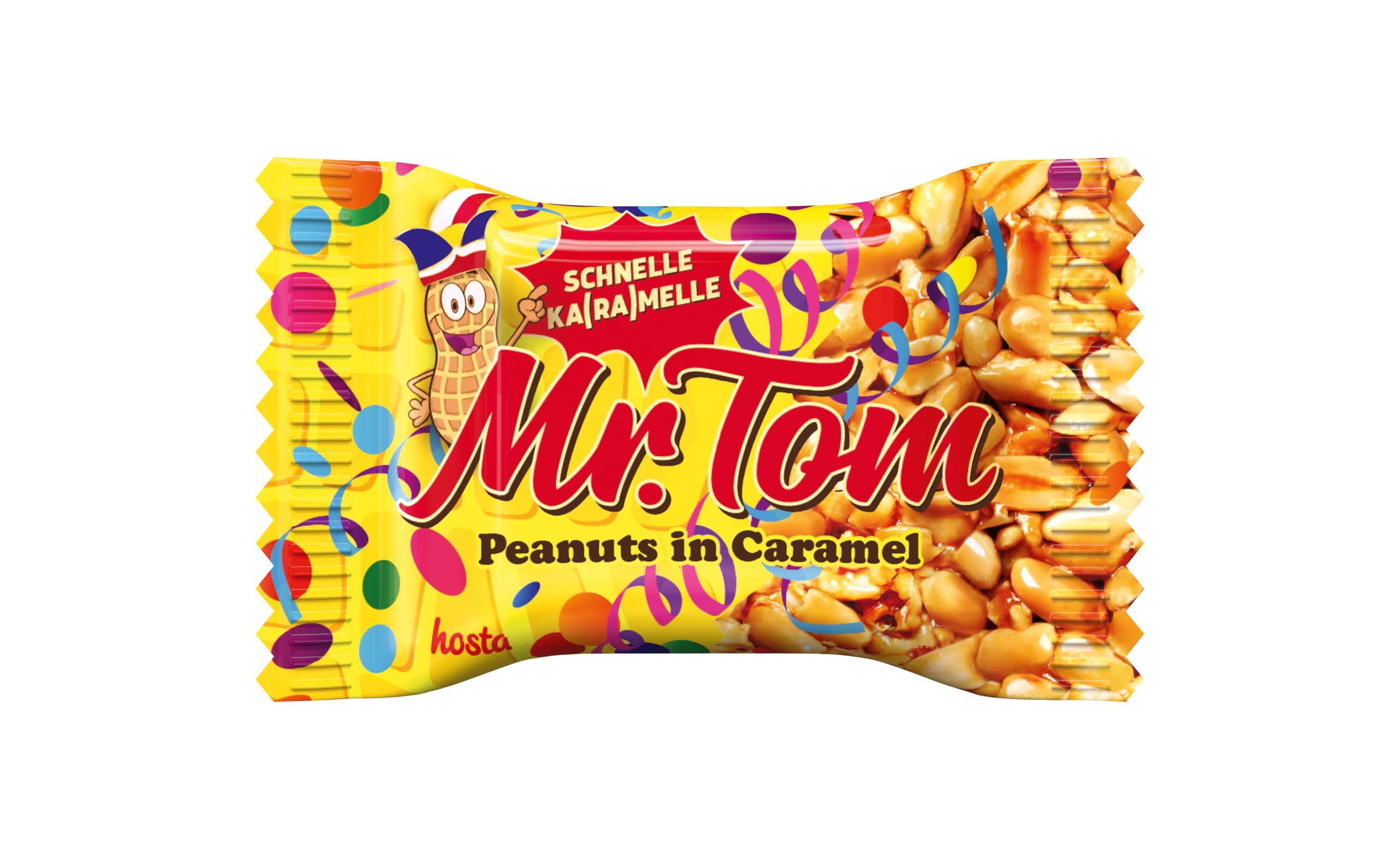 Mr Tom Minis 140 x 15g (2,1Kg) geröstete Erdnüsse mit Karamell einzeln verpackt inkl. Wurfbeutel für Karneval