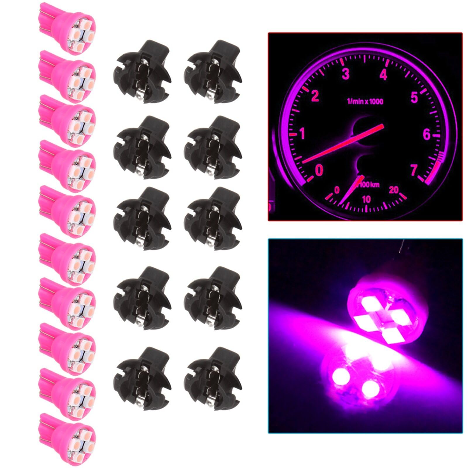 ECCPP Instrument Cluster Dash Panel Lights with Twist Lock Socket T10 4-3528-SMD-Purple T10 socket 5/8“ W5W 147 152 158 159 161 168 184 192 193 259 280 285 447 464 501 555 558 585 655 656 657 1250