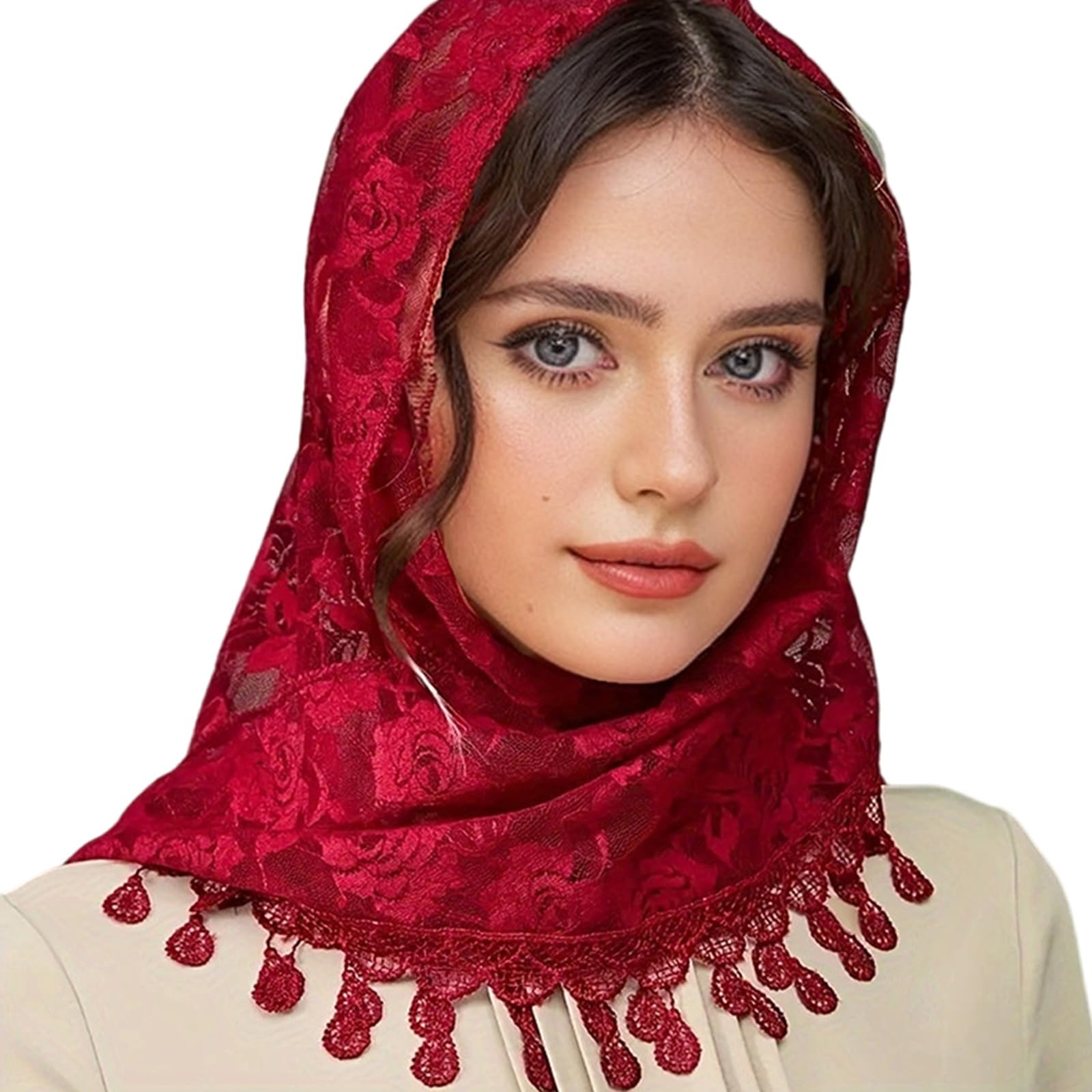 Elegant Lace Mantilla Veils For Wedding Traditional Lace Shawl Tassels Head Covering For Catholic Chapel Formal Headpiece
