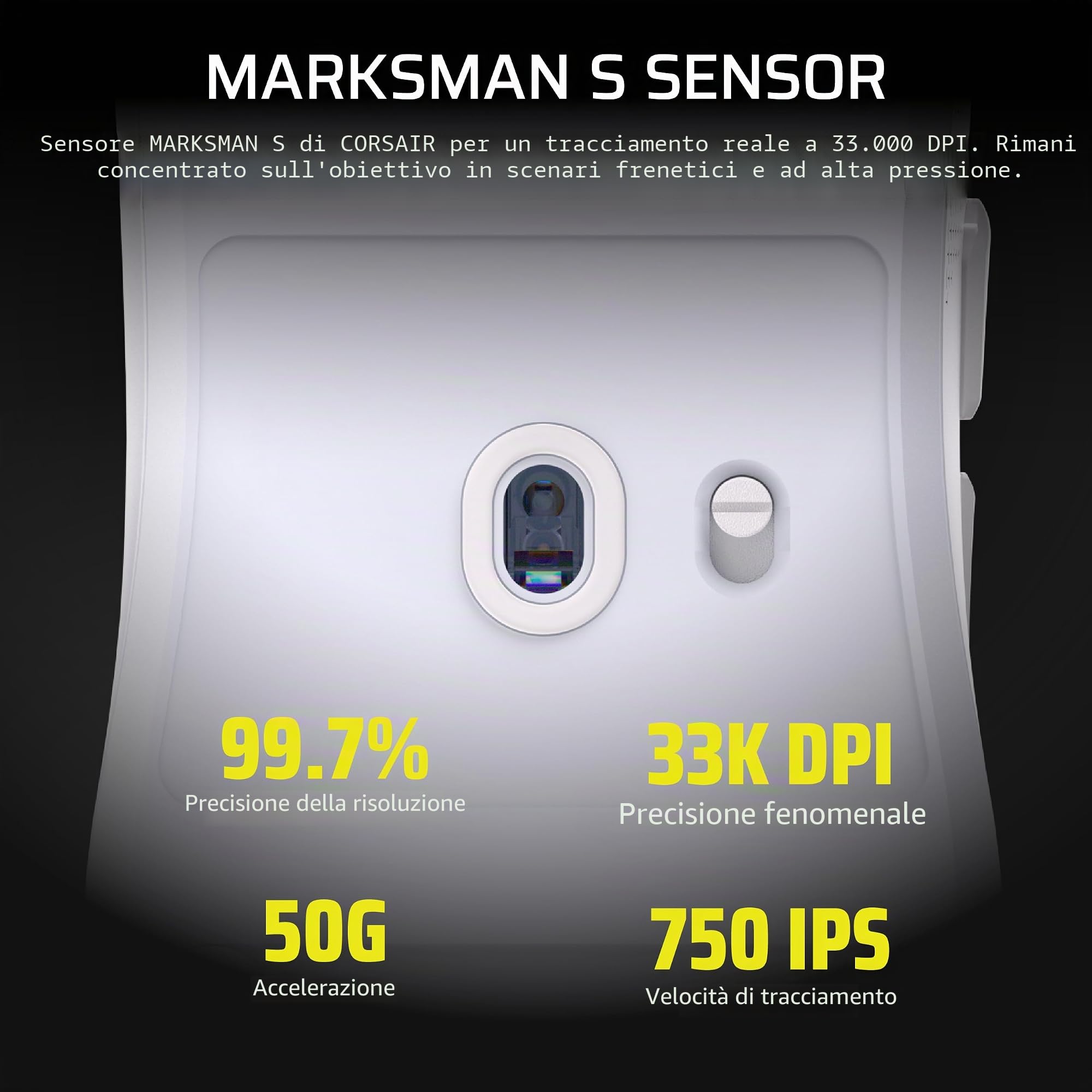Corsair Sabre v2 PRO - Mouse da gioco wireless ultra leggero FPS, 33.000 DPI, peso 36 g, funzione Hyper-Polling 8000Hz, interruttori meccanici, durata della batteria wireless fino a 70 ore