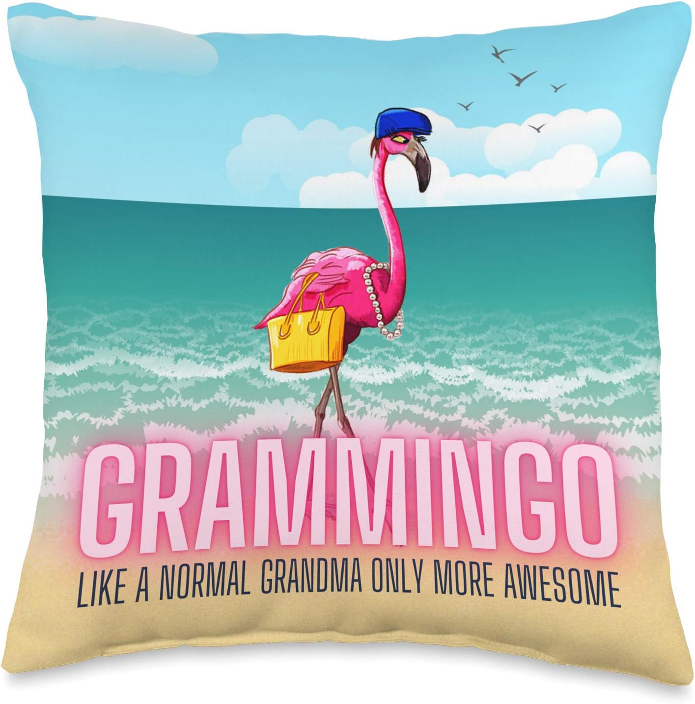 Grammingo Like a Normal Grandma Pink Flamingo Lover Women Throw Pillow
