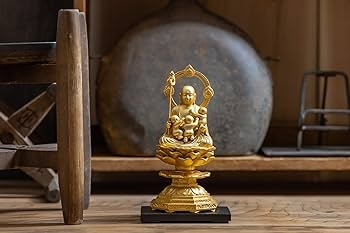 仏教美術 秀雲作 古銅塗金 子安地蔵菩薩像 仏像 置物 C 3647 仏教美術