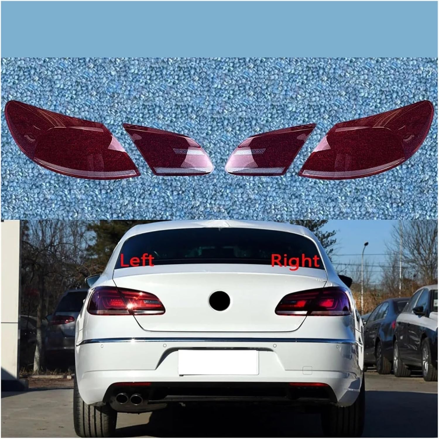 Car Rear Taillight Cover Compatible For VW CC 2013-2018 Auto Taillamp Mask Lampshade Lampcover Tail Lamp Mask Light Shell(Outside Left)