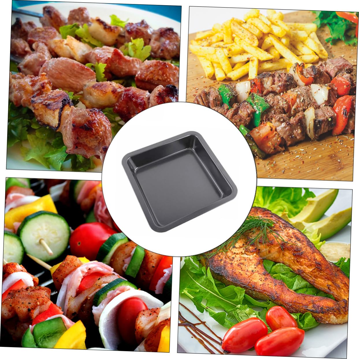 Plaque de Cuisson Carré 20 Cm en Acier Carbone Antiadhésive, Cuisson Uniforme pour Pizza et Barbecue, Compatible Four, Ustensile la Cuisine Professionnel,