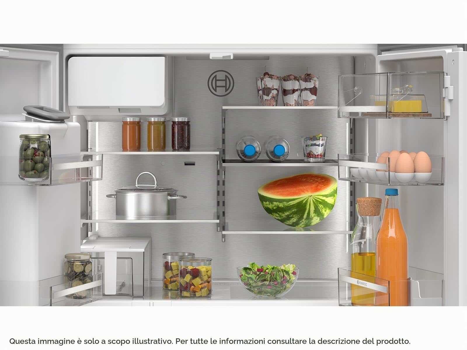 Bosch KFI96APEA, serie 6, frigorifero Smarter French Door, 183 x 90,5 cm, raffreddamento da 375 l + congelatore da 199 l, noFrost, dispenser per ghiaccio e acqua, Big Box, VitaFresh XXL 0º,