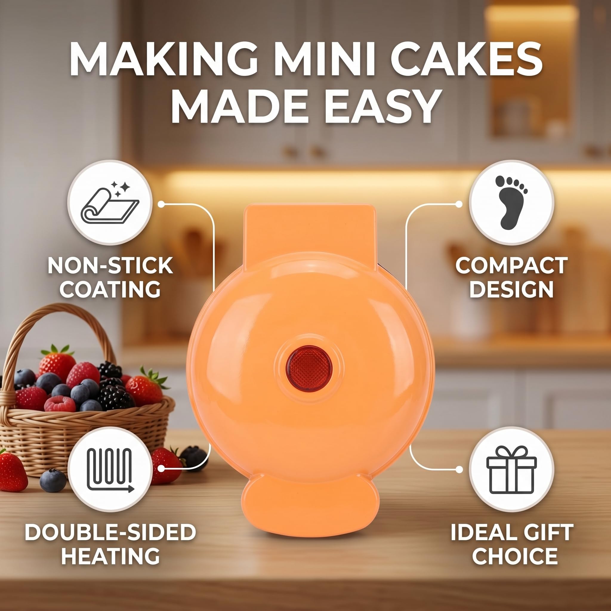 Alomejor Cake Maker 350 W Doppelseitige Heizung Antihaft-Mini-Kuchenmaschine – Kompaktes Design für Kleine Wohnungen