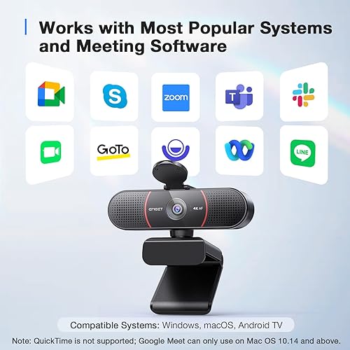 Miniatura 9 de EMEET Cámara web C960 4K para PC, sensor Sony 4K UHD, enfoque automático TOF, micrófonos con cancelación de ruido AI dual, corrección de luz