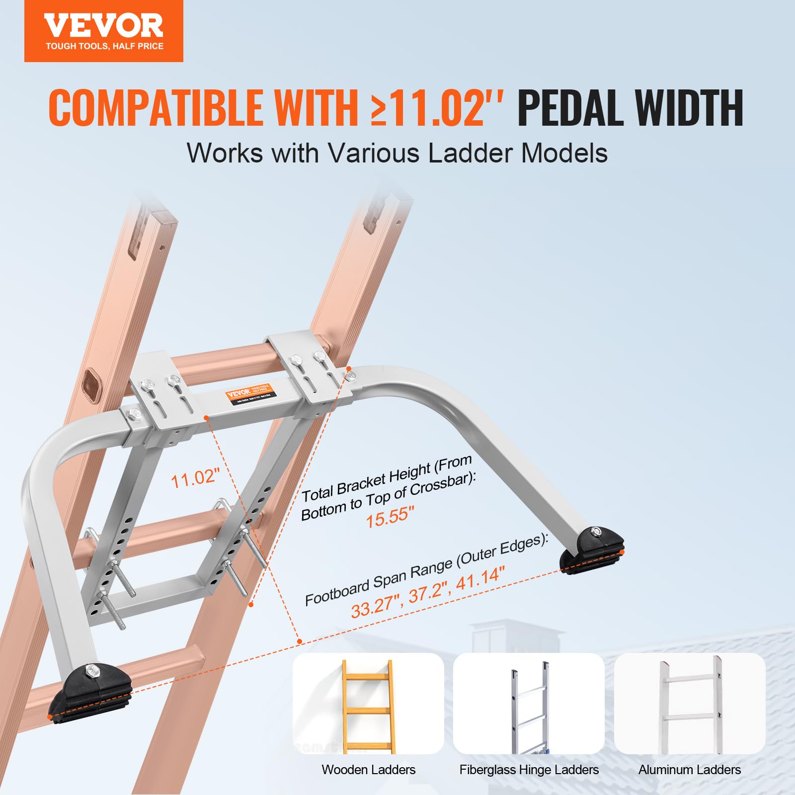 VEVOR Stabilizzatore per Scale, Gancio per Tetto in Acciaio per Impieghi Gravosi, Stabilizzatore per Scale, Accessorio di Estensione per Parete/Apertura Alare, Bracci Distanziatori per Scale Stabili