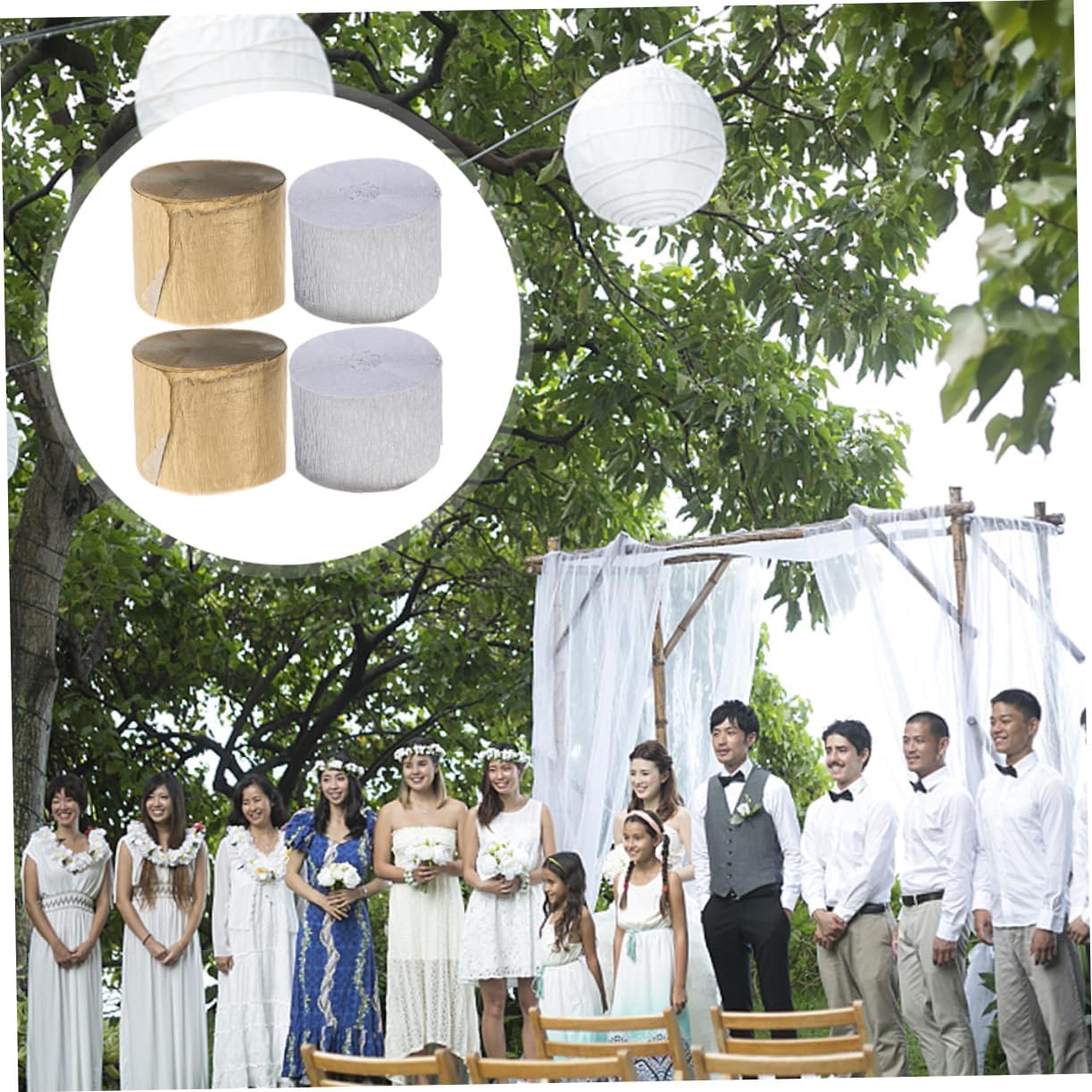 DOITOOL 12rolls Crepe Paper Streamers for Birthday and Wedding Party Decorations for Flower Making and Festive Backdrops