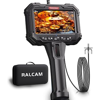 Ralcam Endoscope Camera with Light Endoscope Camera with 210  Movable Head 5 Inch HD Screen IP67 Inspection Camera Tube Camera for Car and Home 5.5 mm Probe/1.5 m Elastic Snake Tube