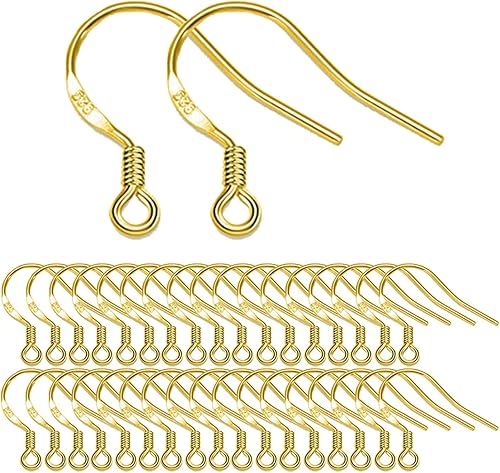 Miniatura 8 de Ganchos de oro para aretes, 80 piezas/40 pares, cables de oreja, 240 piezas hipoalergénicas de joyería con anillos de salto y tapones de silicona
