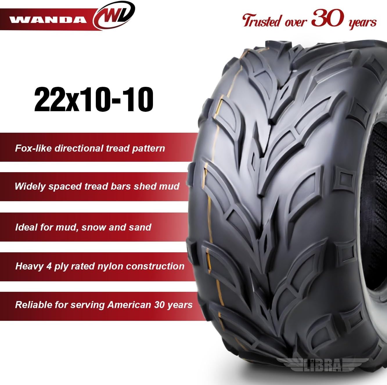 WANDA Set of 4 Sport ATV Tires 20x10-10 20x10x10 P361-10193
