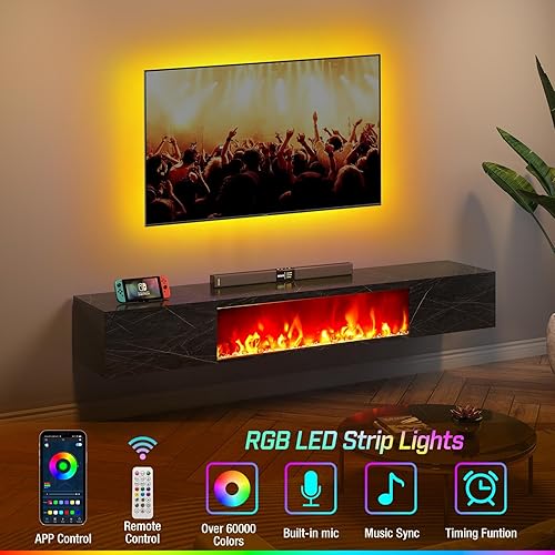 Miniatura 2 de Greenstell Soporte de pared para TV con luces LED, soporte de TV de movimiento completo para televisores de 26 a 65 pulgadas, retroiluminación de TV