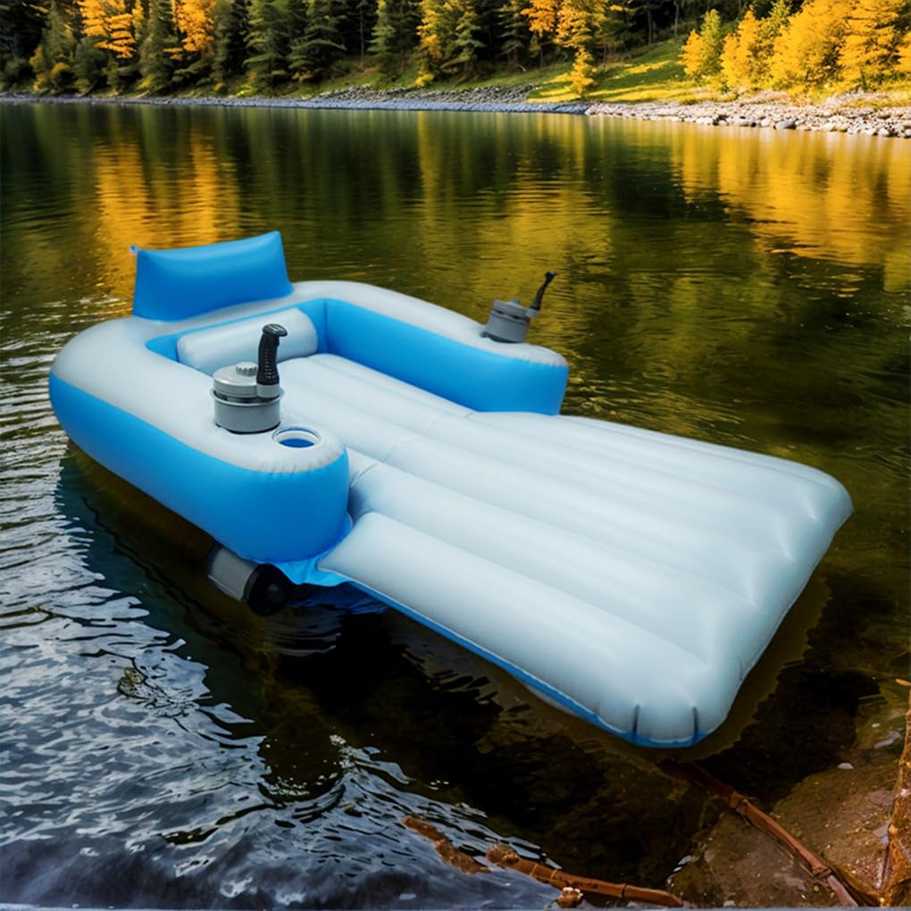 Elektrischer Schwimmstuhl, motorisierte Poolliege, aufblasbare motorisierte Poolliege bietet langlebigen Komfort mit Getränkehalter, elektrischer Schwimmstuhl /
