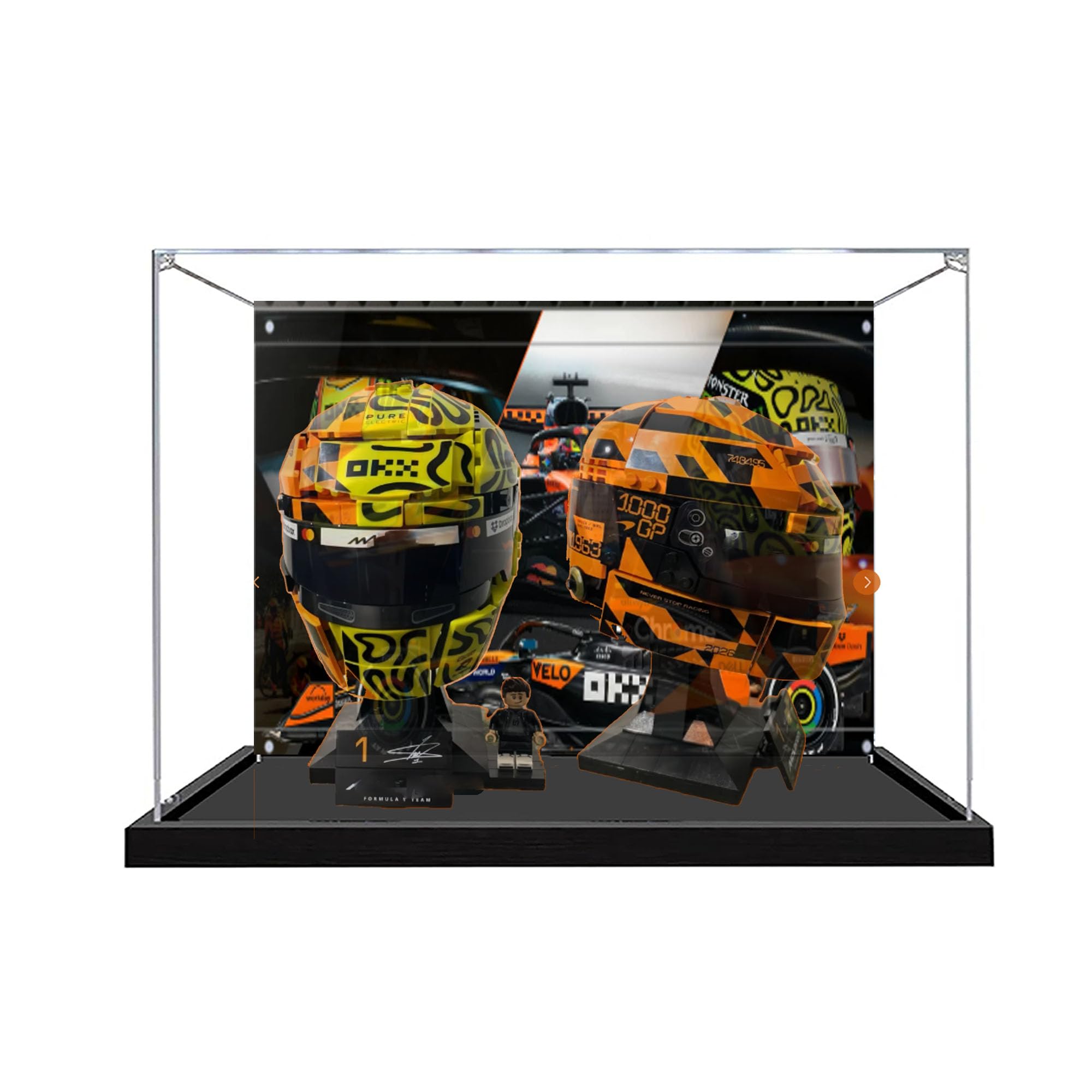 Acrylic Display Case for Lego 43017/43023 helmet Building Model, 3mm Dustproof Display Box, Display Case Compatible with Lego 43017/43023 helmet (Model Not Included) (43017+43023 background)