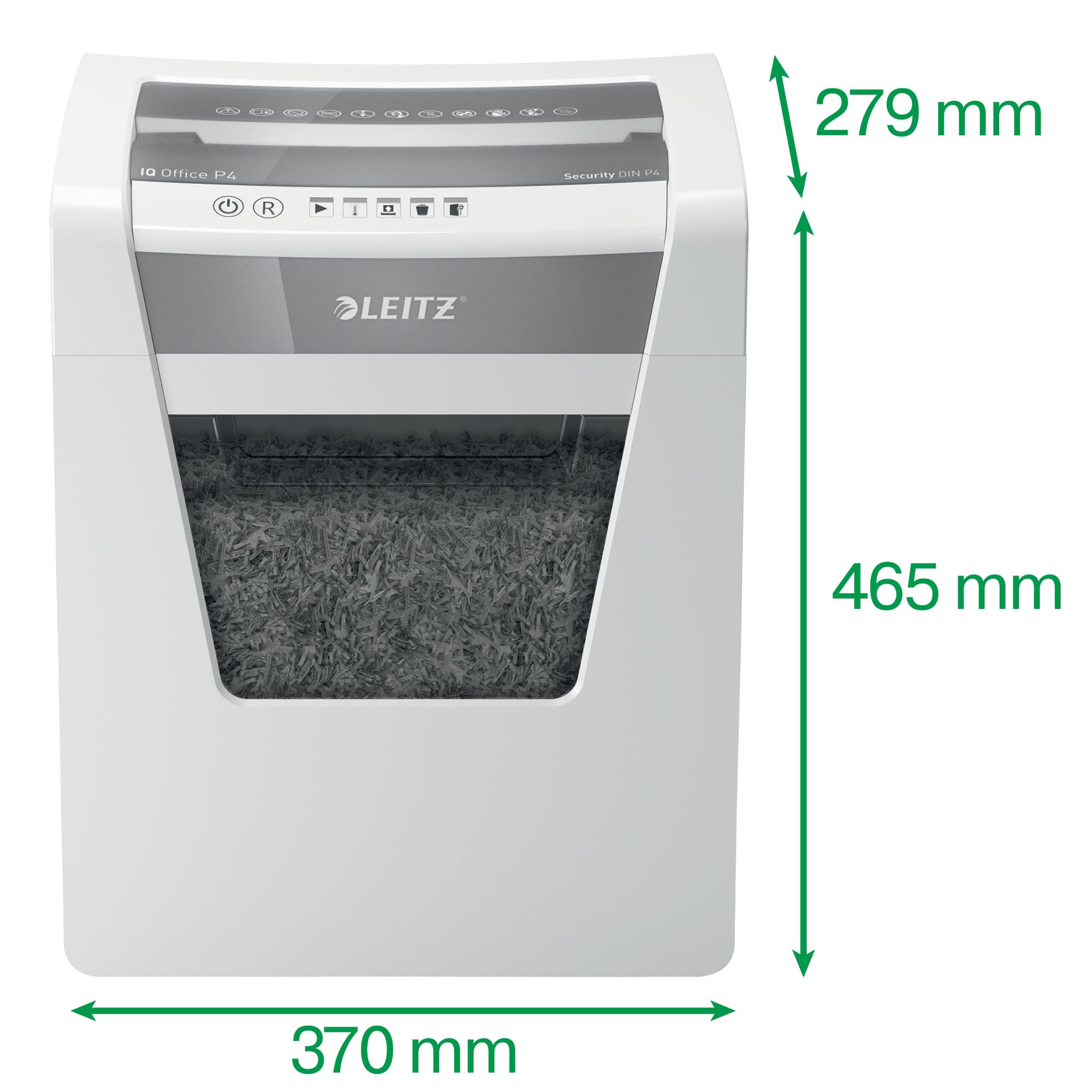 Leitz, Niszczarka do Papieru Leitz IQ Office P4, Poziom Bezpieczeństwa P4, Tnie na Konfetti, Niszczy Jednocześnie do 17-15 Kartek (70-80 g/m²), Pojemnik na ścinki 23 L, Biała, 80031000