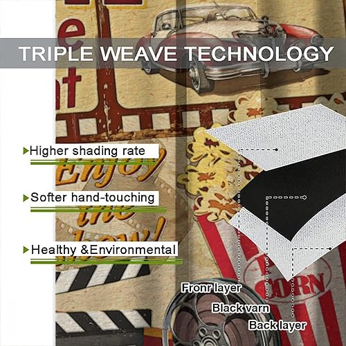 Miniatura 94 de Cortinas opacas para cine en casa, diseño retro moderno, tiras de película de palomitas de maíz para cámara de película, bolsillo para barra,