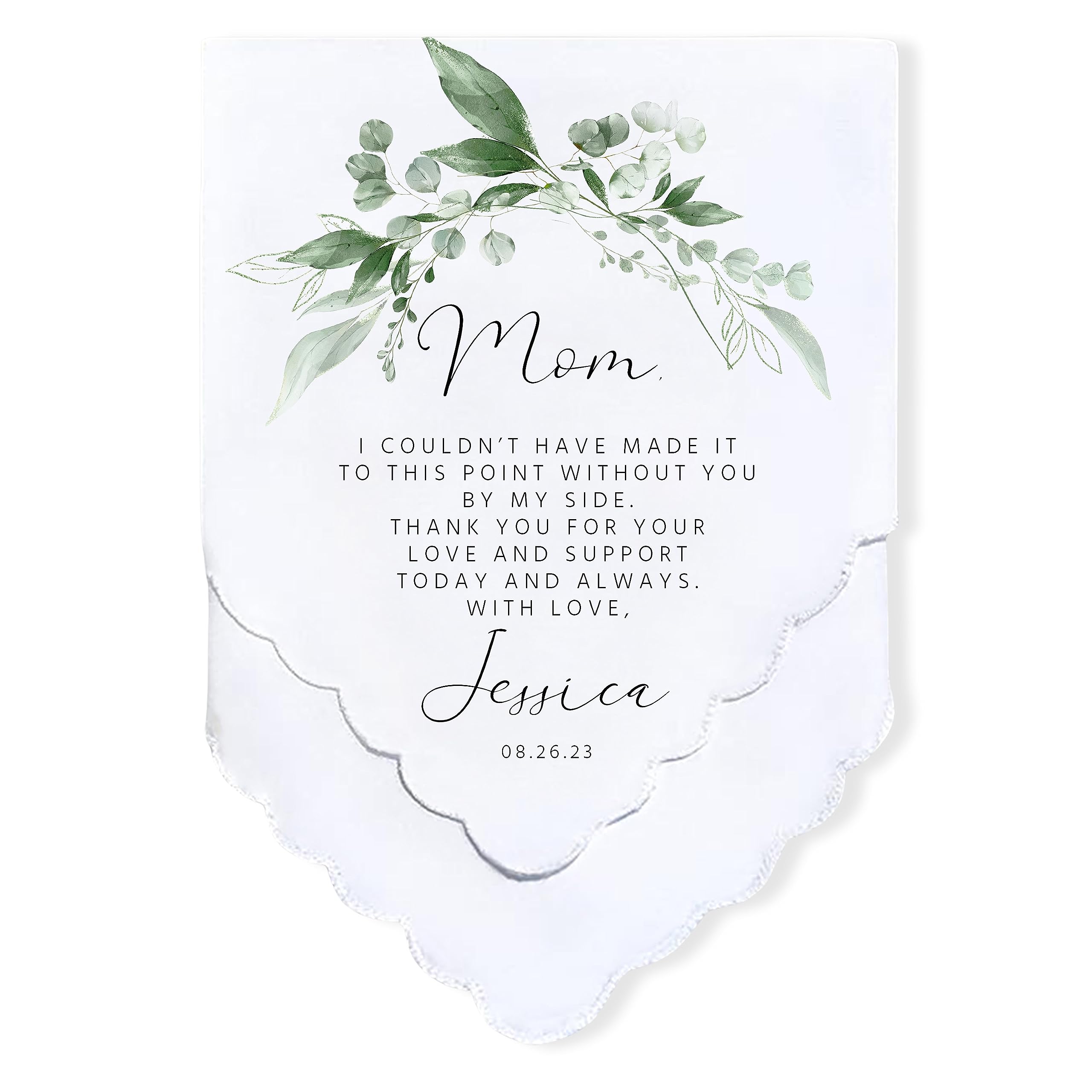 Personalized Wedding Handkerchief Set - Heartfelt Mother of the Bride Gifts - Thoughtful Customized Gift for Mom from Bride - Custom Gift Keepsake for