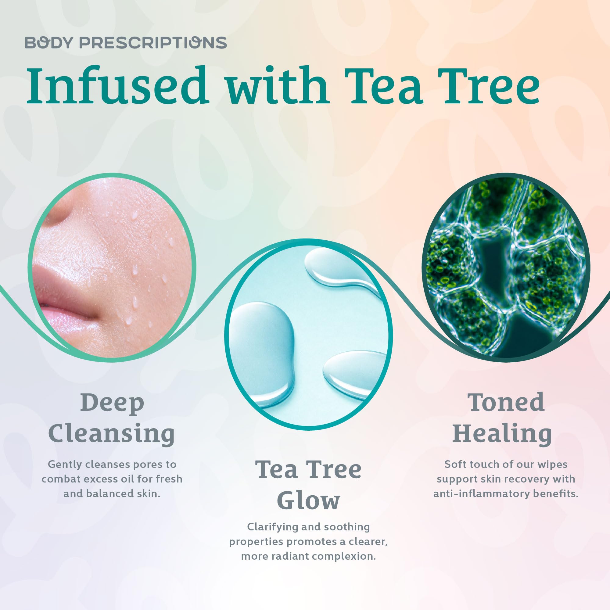 Body Prescriptions - 2 Pack (60 Count Each) Tea Tree Facial Cleansing, Pore Refining Wipes