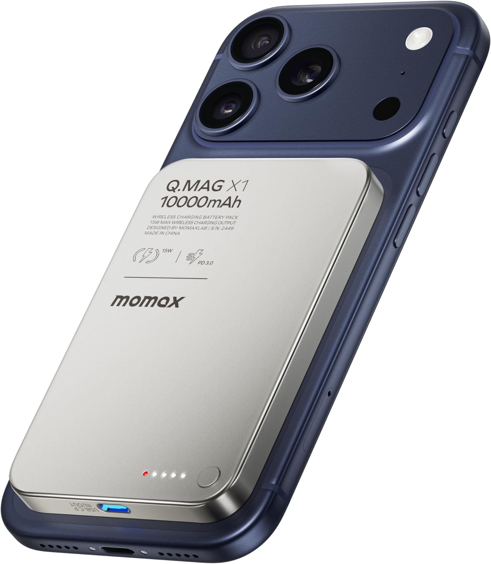 - MOMAX Magnetic Wireless Power Bank 10000mAh, Ultra-Slim 0.5" MagSafe-Compatible Portable Charger, 20W USB-C PD Fast Charging, Battery Pack for iPhone 17/16/15/14/13/12 Series(Titanium)