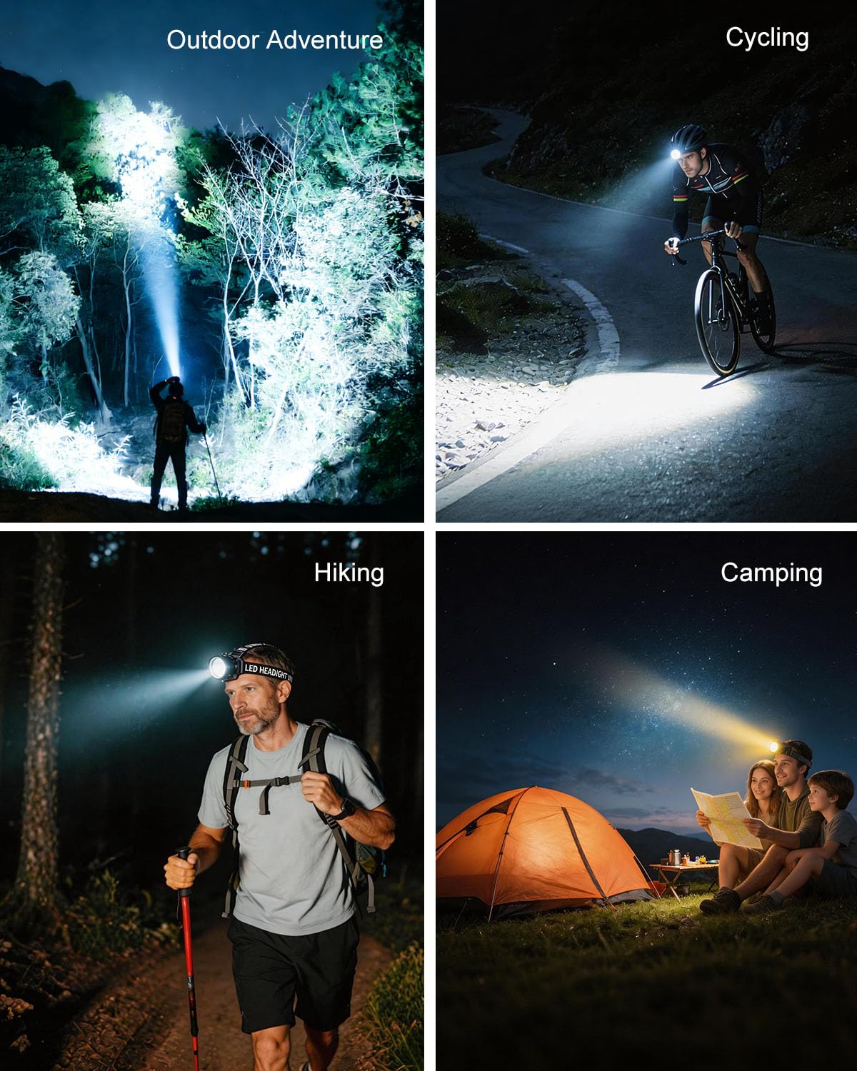 3000 Lumen Wiederaufladbare Stirnlampe, 13 Modi Bewegungsmelder Stirnlampe mit Zoombarer LED, 90° Einstellbar Wasserdicht Kopflampe für Erwachsene, Camping, Wandern, Angeln, Laufen