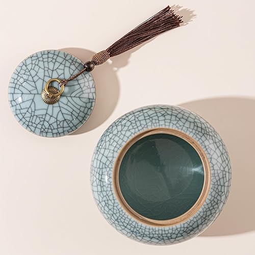 Miniatura 10 de Longquan Celadon - Tarro de almacenamiento de té suelto, recipiente hermético de porcelana verde de 20 onzas líquidas, recipiente hermético de