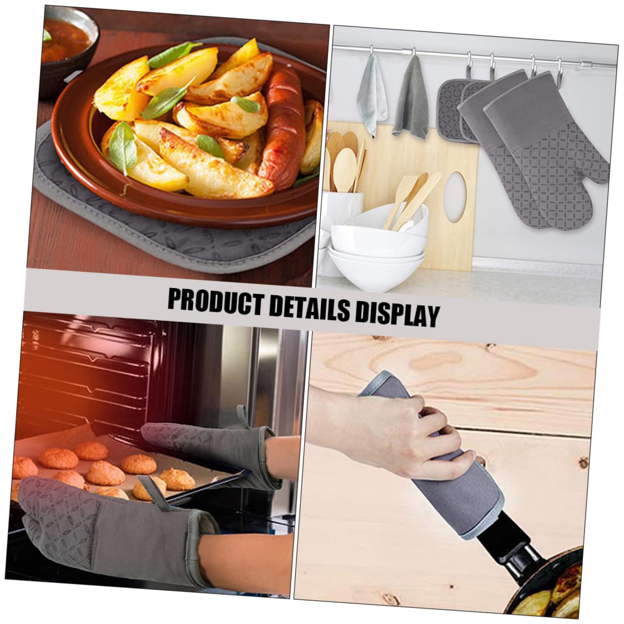 Ofenhandschuhe Hitzebeständig und Topflappen Wärmeisolierende Küchenhandschuhe aus Silikon rutschfeste Kochutensilien