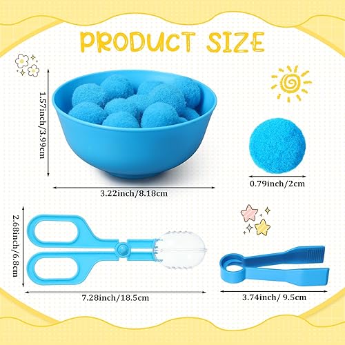 Miniatura 2 de Juego de 130 juguetes de motricidad fina, juego de conteo de contenedores sensoriales, actividades motoras finas, incluye 120 bolas de pompones, 6