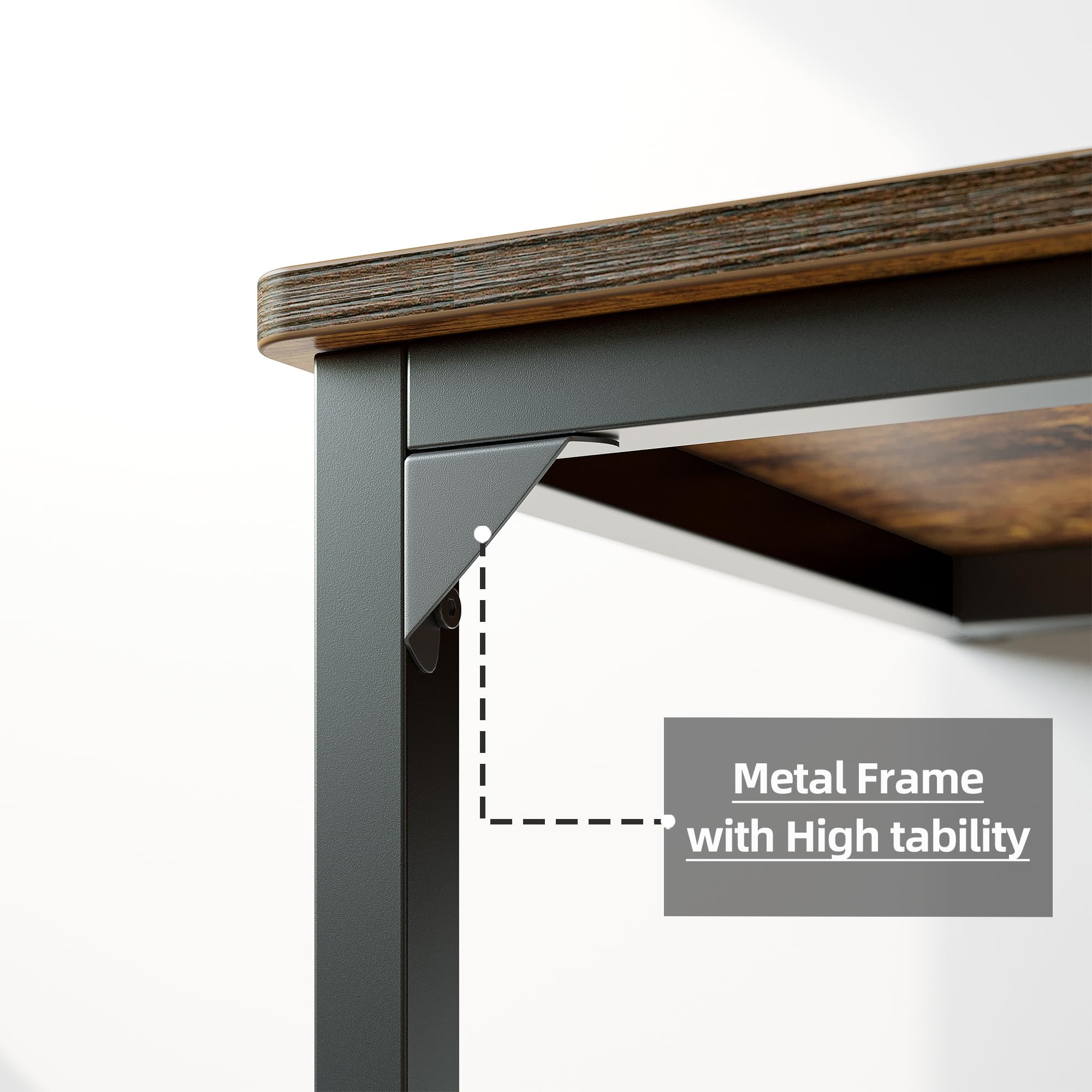 BEXEVUE Escritorio de 120 x 48 cm, pequeño Escritorio para Ordenador, Mesa de Oficina para Estudio, Dormitorio, diseño Industrial, Estructura de Metal, Mesa de PC de Madera para el hogar y la Oficina
