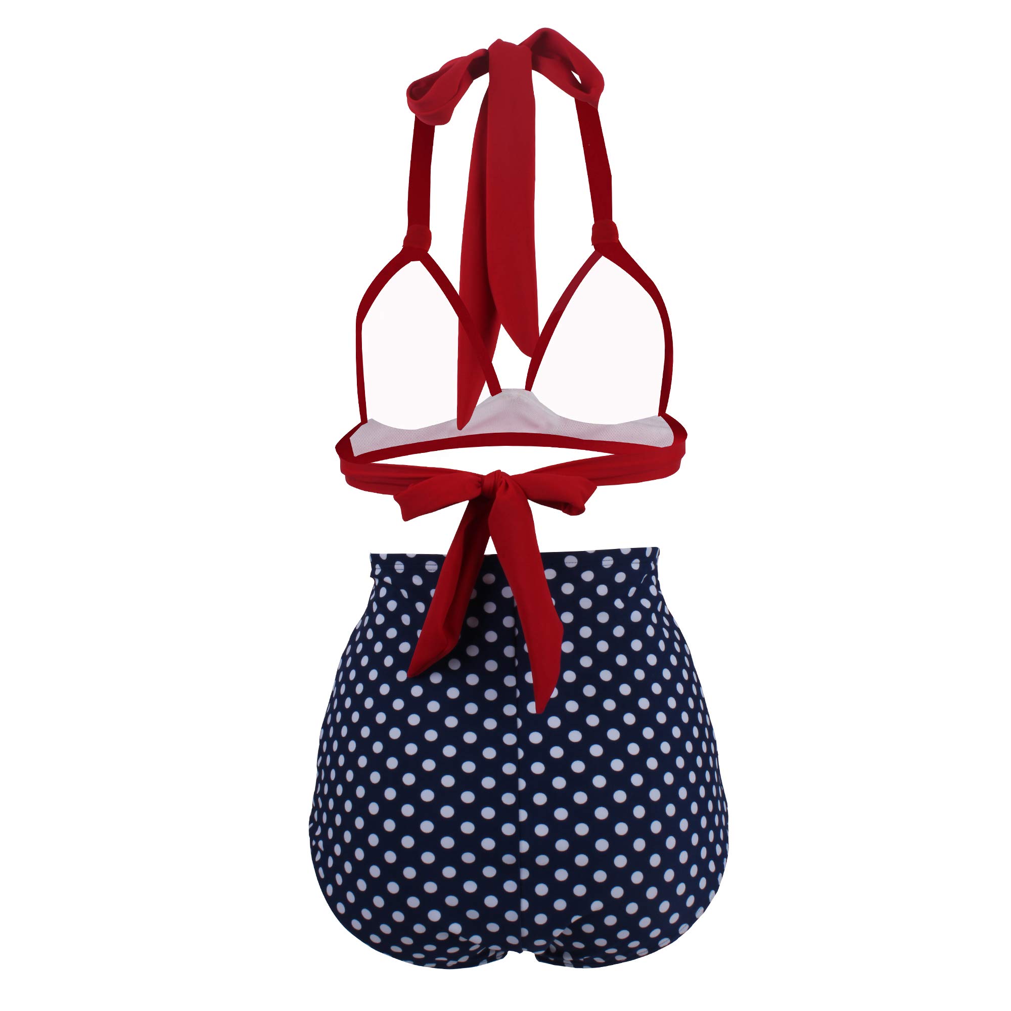 Viloree Femme Retro Taille Haute Maillot de Bain Deux Pièces Ensembles Deux pièces Contrôle du Ventre Halter Bikini Set