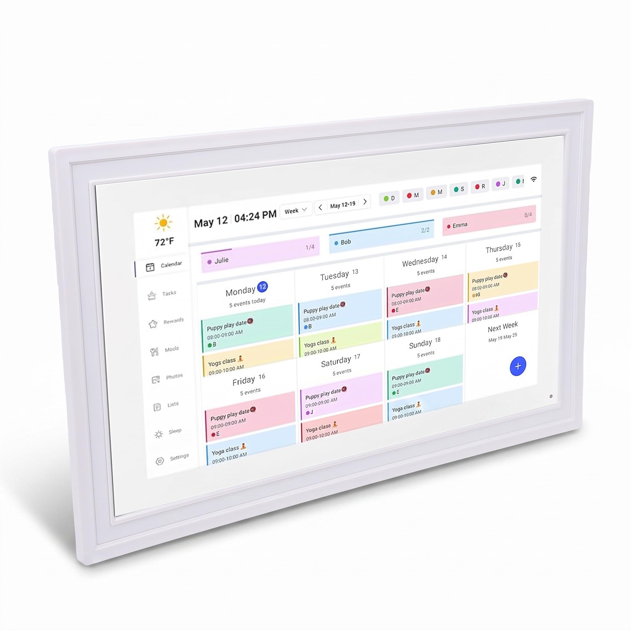 Dpofirs Calendario Digital Inteligente, Pantalla Tactil con Sincronizacion WiFi y Aplicacion Remota 21.5 Pulgadas for Hogar y Oficina (Enchufe de la UE)