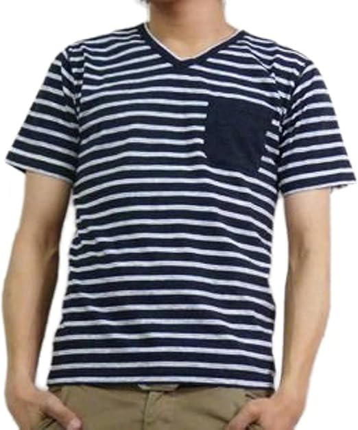 Amazon ダブテイル Dovetail Tシャツ 半袖 Vネック ボーダー ポケット M 04ホワイトボーダーボディ Tシャツ カットソー 通販